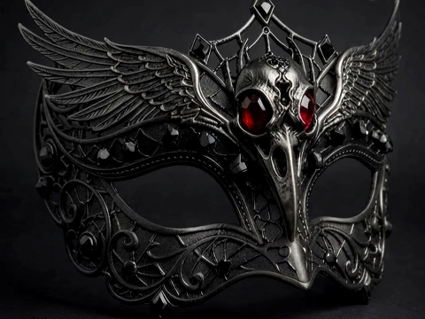 Raven Skull Masquerade Mask - Dark Gothic Bird Wing Cosplay Eyewear 3D Print STL 3D Baskı Modeli