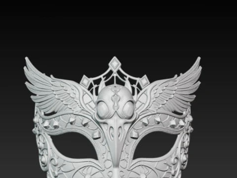 Raven Skull Masquerade Mask - Dark Gothic Bird Wing Cosplay Eyewear 3D Print STL 3D Print Model