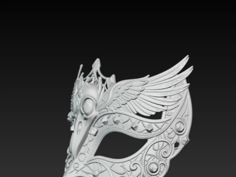 Raven Skull Masquerade Mask - Dark Gothic Bird Wing Cosplay Eyewear 3D Print STL 3D Print Model
