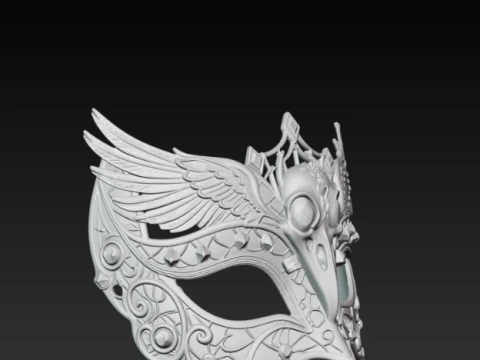 Raven Skull Masquerade Mask - Dark Gothic Bird Wing Cosplay Eyewear 3D Print STL 3D Print Model