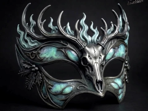 Gothic Deer Skull Masquerade Mask - Dark Forest Soul Cosplay Eyewear 3D Print Model STL 3D Print Model