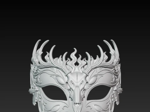Gothic Deer Skull Masquerade Mask - Dark Forest Soul Cosplay Eyewear 3D Print Model STL 3D Print Model