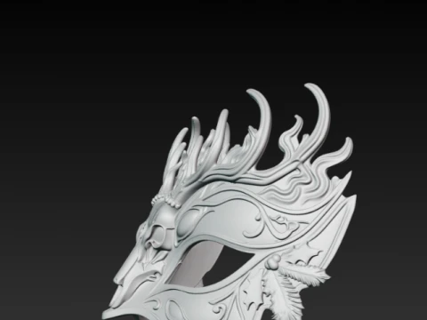 Gothic Deer Skull Masquerade Mask - Dark Forest Soul Cosplay Eyewear 3D Print Model STL 3D Print Model