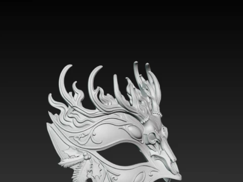 Gothic Deer Skull Masquerade Mask - Dark Forest Soul Cosplay Eyewear 3D Print Model STL 3D Print Model