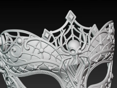 Gothic Spider Skull Masquerade Mask - Dark Web Halloween Cosplay Eyewear 3D STL 3D Print Model