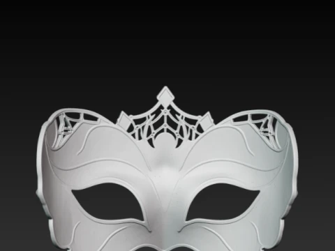 Gothic Spider Skull Masquerade Mask - Dark Web Halloween Cosplay Eyewear 3D STL 3D Print Model