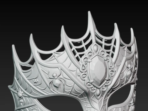 Gothic Spider Web Masquerade Mask - Emerald Gem Dark Spider Cosplay Eyewear 3D STL 3D Print Model