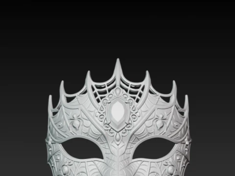Gothic Spider Web Masquerade Mask - Emerald Gem Dark Spider Cosplay Eyewear 3D STL 3D Print Model