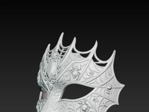 Gothic Spider Web Masquerade Mask - Emerald Gem Dark Spider Cosplay Eyewear 3D STL 3D Print Model