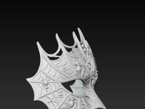 Gothic Spider Web Masquerade Mask - Emerald Gem Dark Spider Cosplay Eyewear 3D STL 3D Print Model