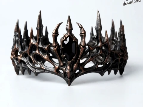 Dark Crown - Gothic Fantasy Spiked King Tiara 3D Print Model STL Modello di stampa 3D