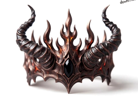 Dark Horned Crown - Gothic Fantasy Demon King Tiara 3D Print Model STL 3D Druckmodell