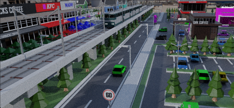 Low Poly City with Textures 3D 모델 .c4d .max .obj .3ds .fbx .stl .blend