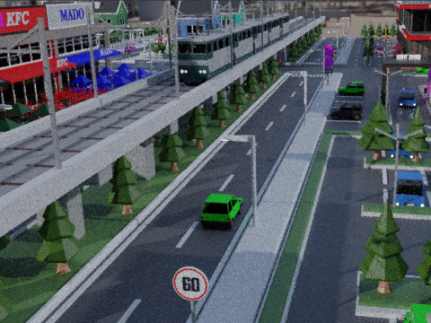 Low Poly City with Textures 3D Model