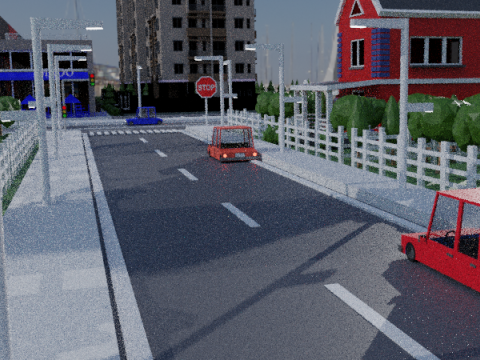 Low Poly City with Textures 3D 모델