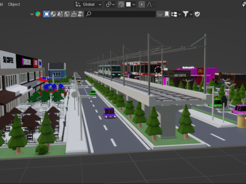 Low Poly City with Textures 3D 모델