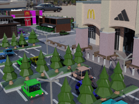 Low Poly City with Textures 3D 모델