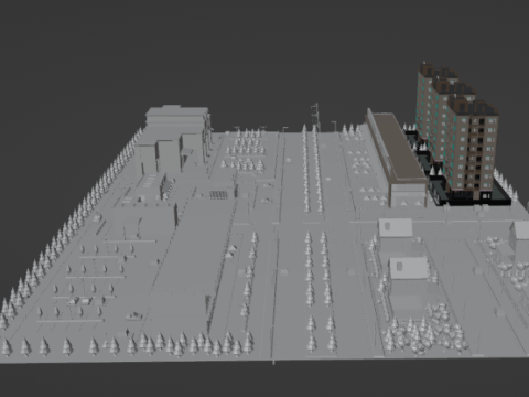 Low Poly City with Textures 3D 모델