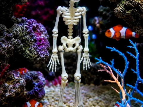 수족관의 춤추는 해골 3D 프린트 모델