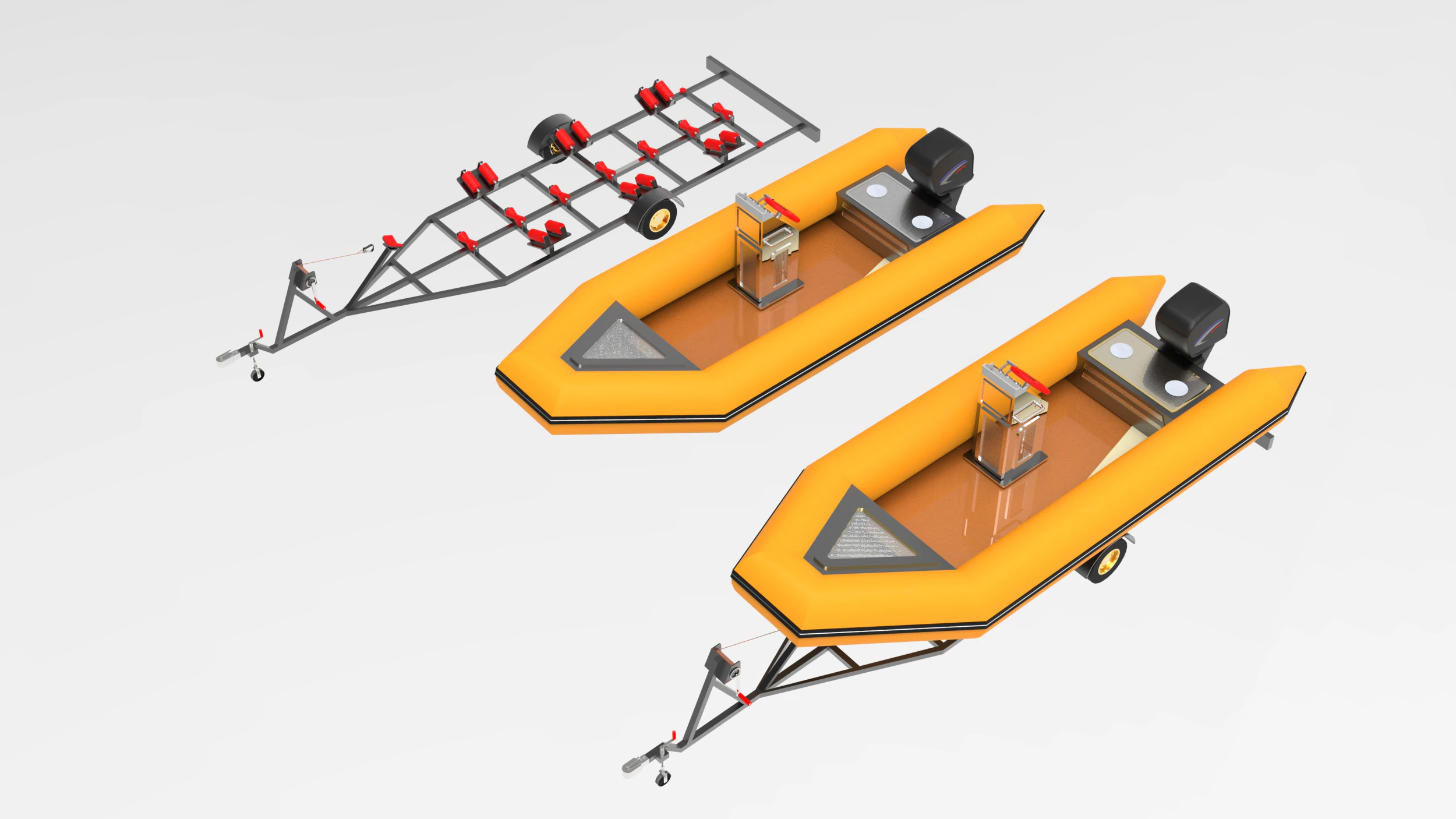 Boat Trailer 3D Model .c4d .max .obj .3ds .fbx .stl .blend 