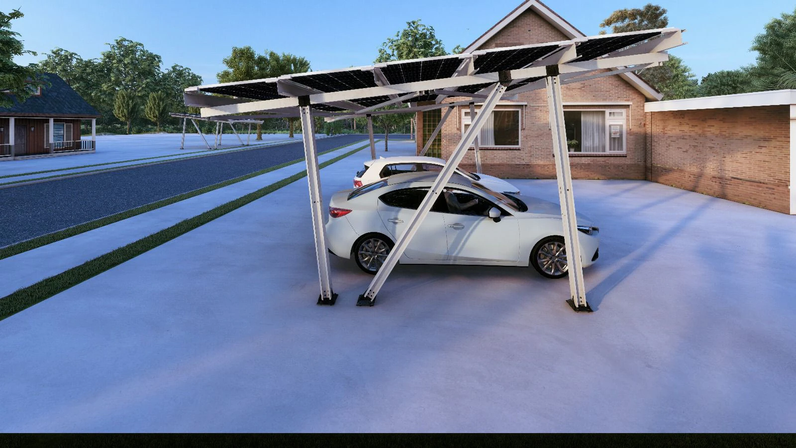 Solar Carport 3D Model .c4d .max .obj .3ds .fbx .stl .blend