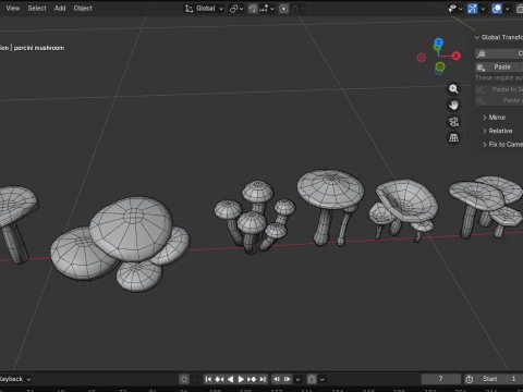 Stylized Low Poly Mushroom Models 3D Model