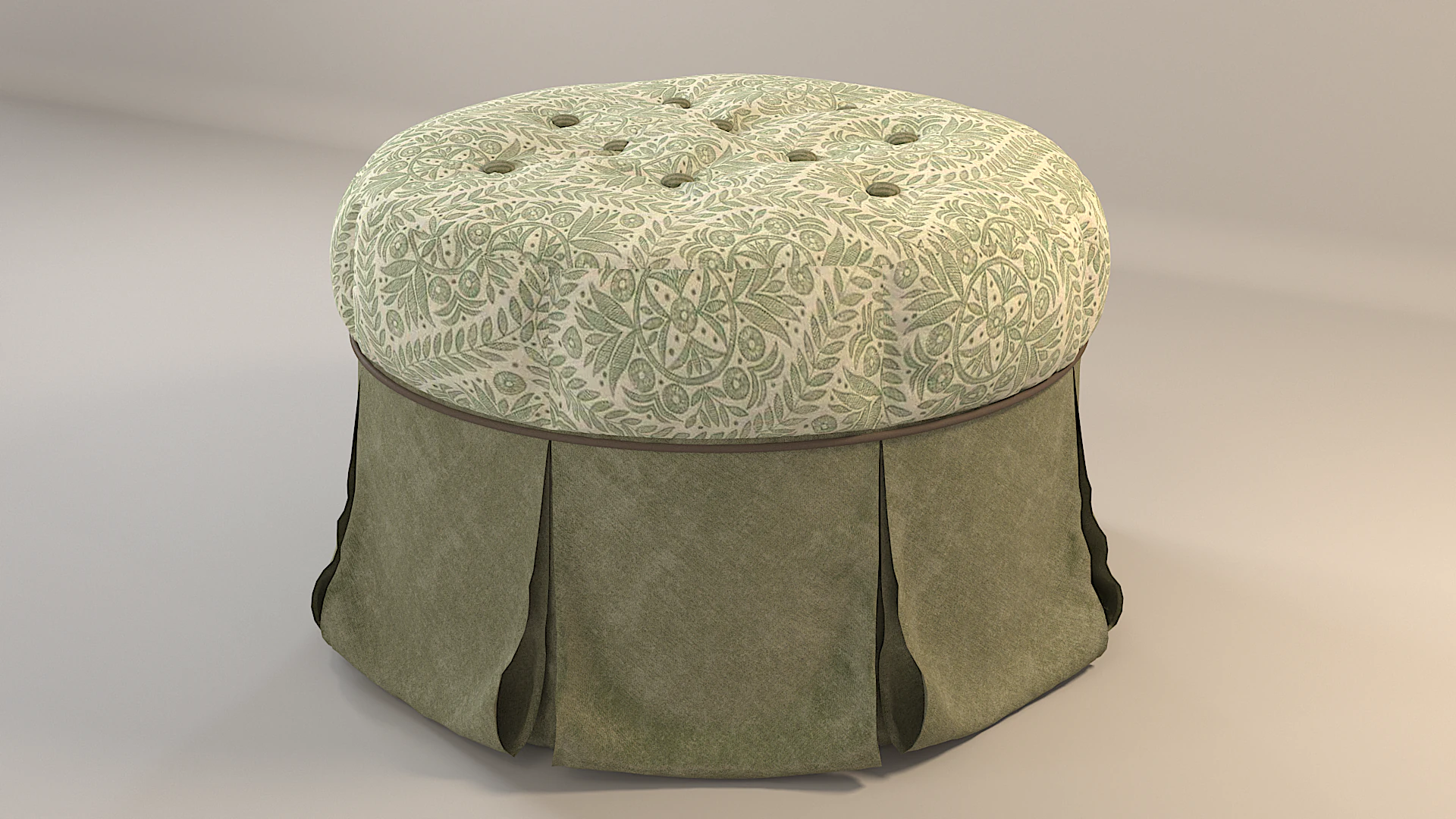 Tufted Chic Ottoman 3D Model .c4d .max .obj .3ds .fbx .stl .blend 