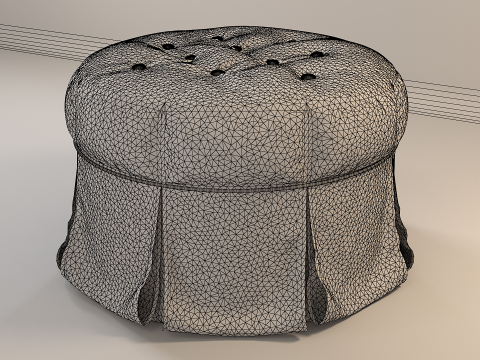 Tufted Chic Ottoman 3D 模型