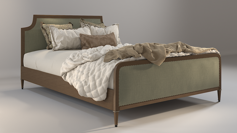 Vintage Country Style Bed 3D Model .c4d .max .obj .3ds .fbx .stl .blend