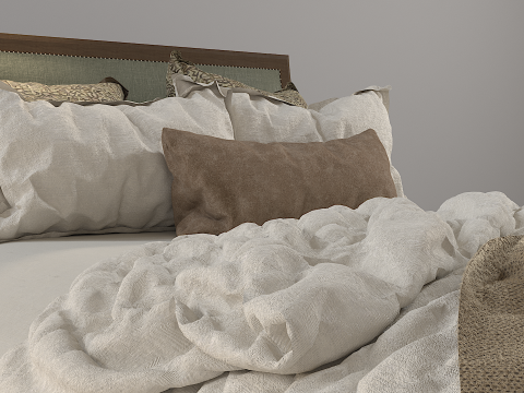 Vintage Country Style Bed 3D Model