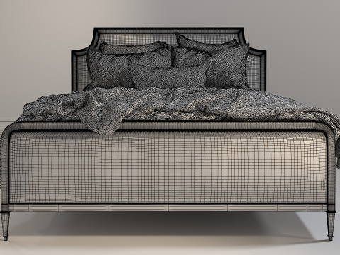 Vintage Country Style Bed 3D Model