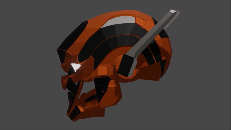 RTX-3000 Orange Helmet Low Poly 3D Model .c4d .max .obj .3ds .fbx .stl .blend 