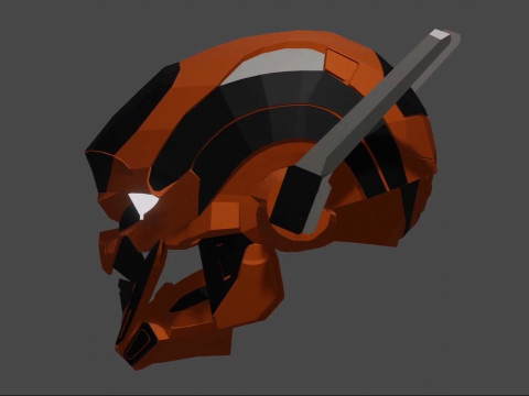 RTX-3000 Orange Helmet Low Poly 3D Model