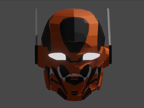 RTX-3000 Orange Helmet Low Poly 3D Model