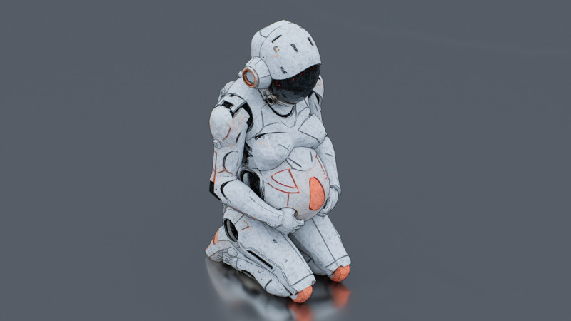 Pregnant space traveler 3D Model .c4d .max .obj .3ds .fbx .stl .blend