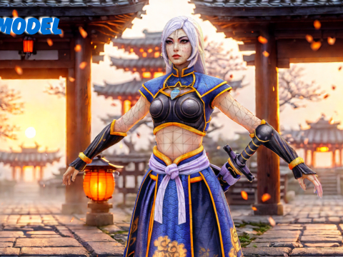 Female Samurai Warrior 3D Character Model Modelo 3D