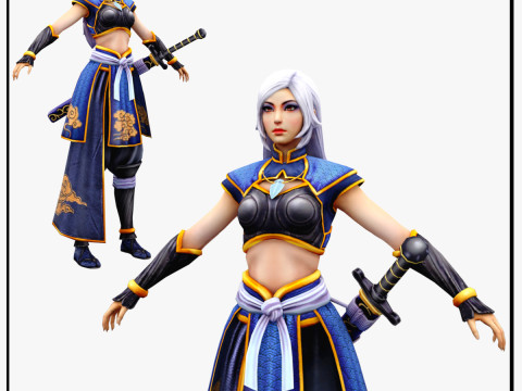 Female Samurai Warrior 3D Character Model Model 3D