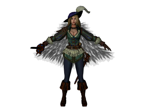 स्टाइलिश महिला जादूगरनी - साहसी 3डी चरित्र मॉडल 3D मॉडल