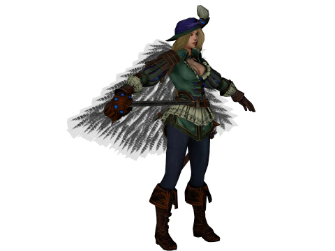 Stylized Female Sorceress - Adventurer 3D Character Model 3D Model