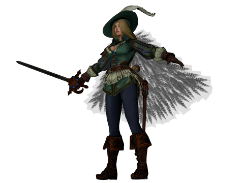 Stylized Female Sorceress - Adventurer 3D Character Model 3D Model