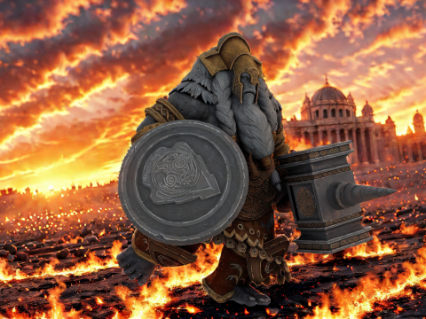 Fire Warrior Giant 3D Character Game Ready Armored Monster Model 3D