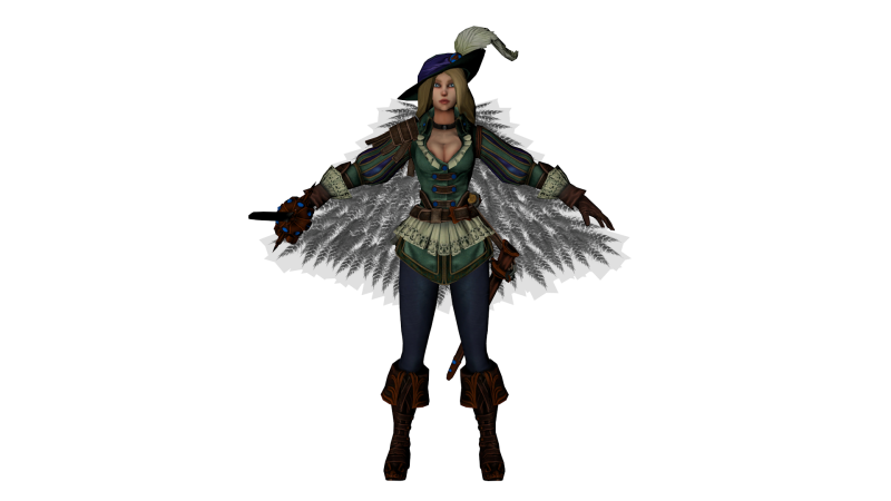 Fantasy Female Warrior 3D Character With Sword Game Ready Model 3D 模型 .c4d .max .obj .3ds .fbx .stl .blend 