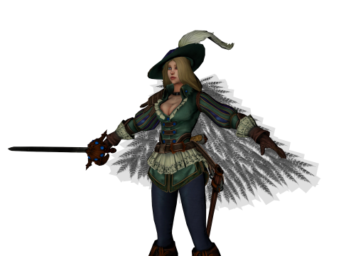 Fantasy Female Warrior 3D Character With Sword Game Ready Model 3D 模型