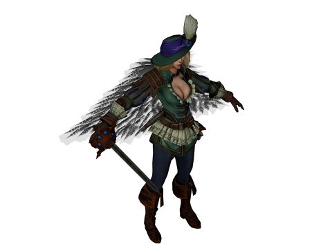 Fantasy Female Warrior 3D Character With Sword Game Ready Model 3D 模型