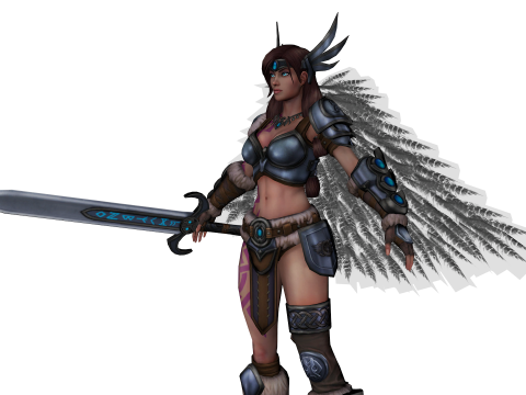Fantasy Female Warrior 3D Character With Sword Game Ready Model 3D Model