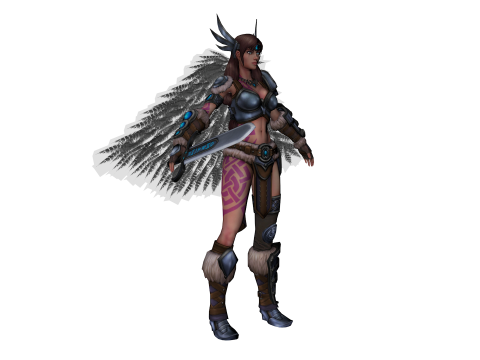 Fantasy Female Warrior 3D Character With Sword Game Ready Model 3D Model