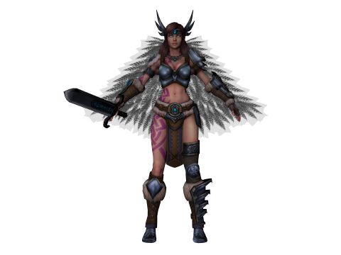 Fantasy Female Warrior 3D Character With Sword Game Ready Model 3D Model