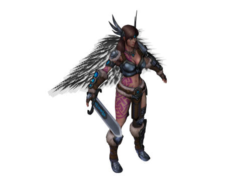 Fantasy Female Warrior 3D Character With Sword Game Ready Model 3D Model