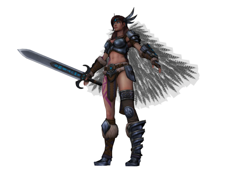 Fantasy Female Warrior 3D Character With Sword Game Ready Model 3D Model