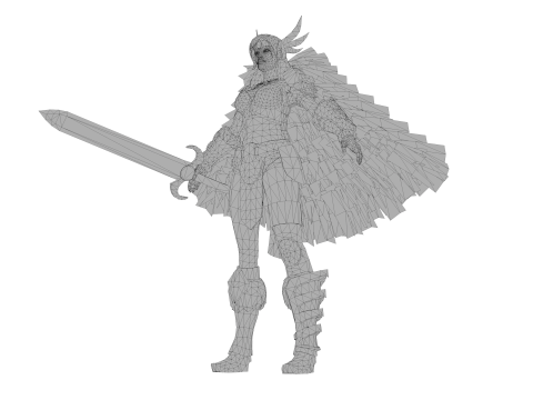 Fantasy Female Warrior 3D Character With Sword Game Ready Model 3D Model